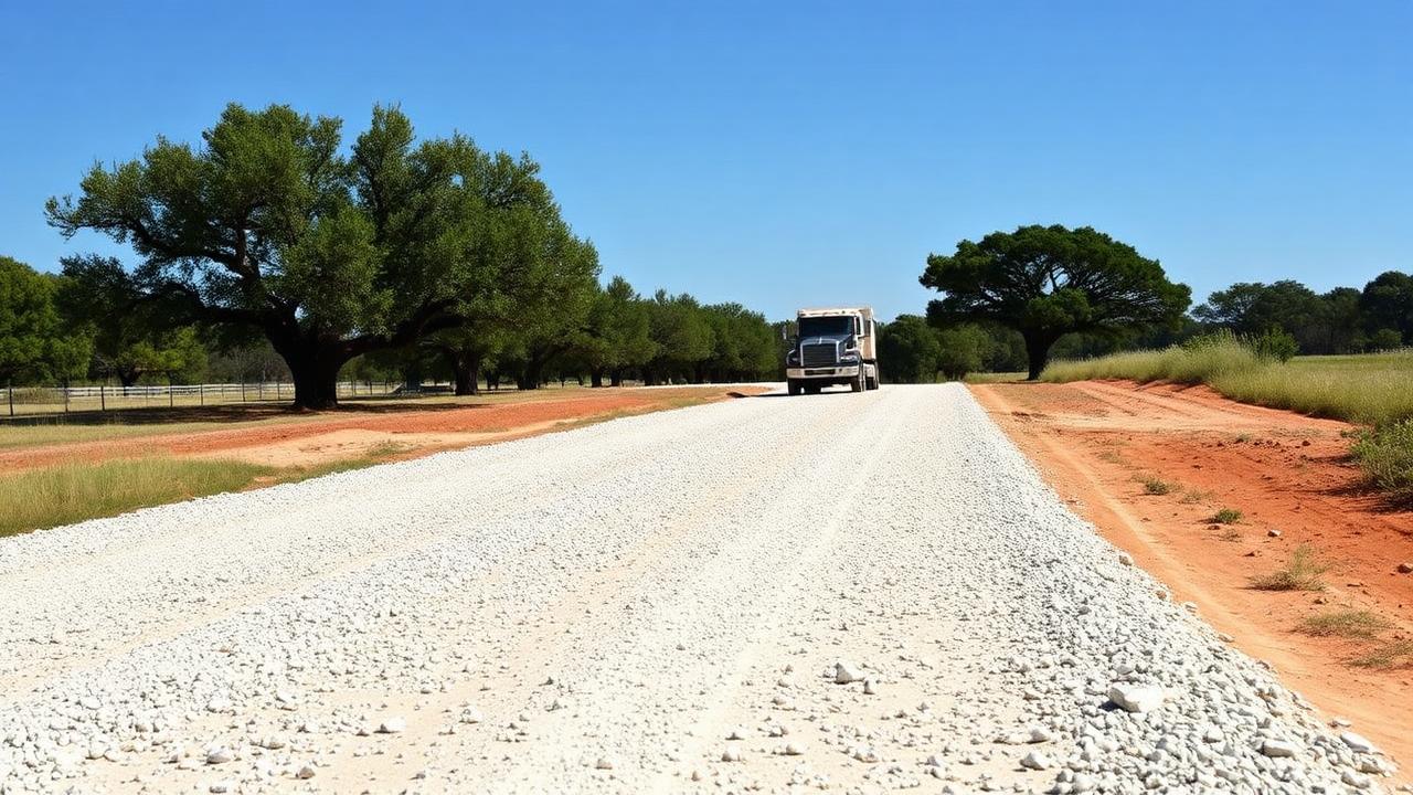 Crushed Limestone Road on a Texas ranch property